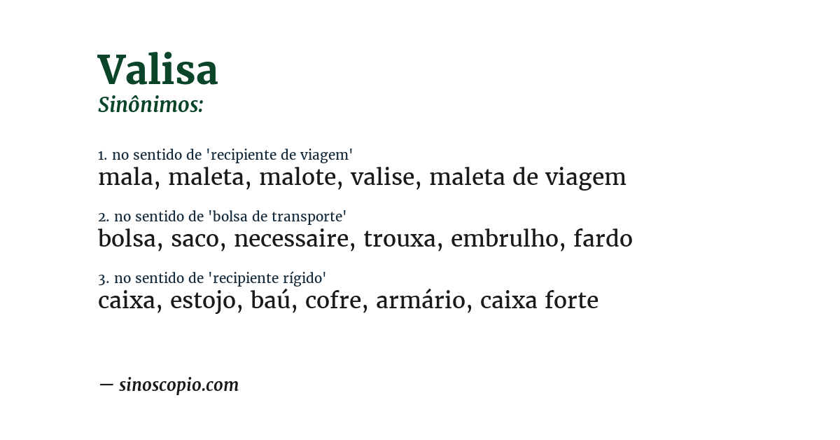 Sinônimo de valisa