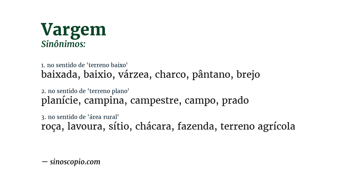 Sinônimo de vargem