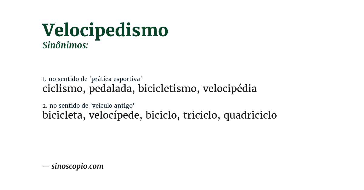 Sinônimo de velocipedismo