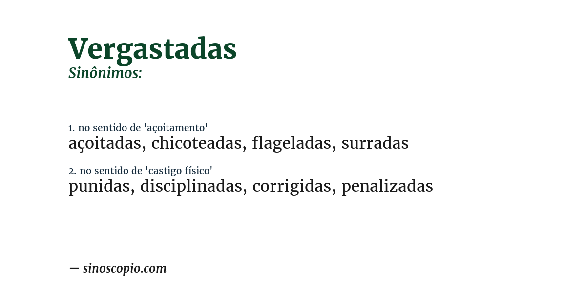 Sinônimo de vergastadas