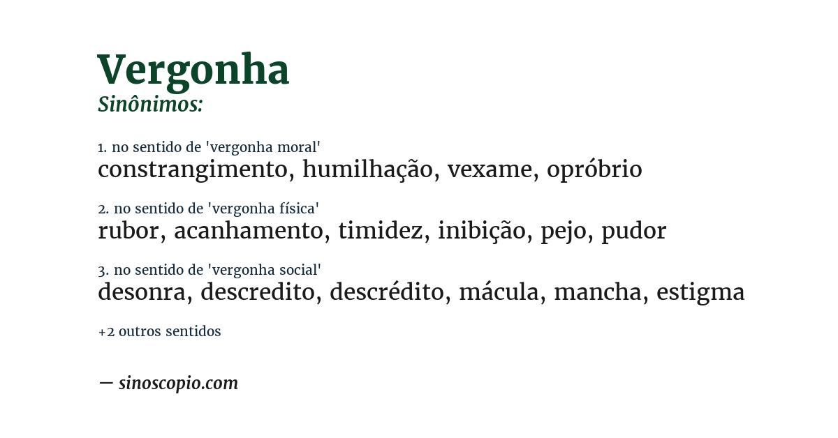Sinônimo de vergonha