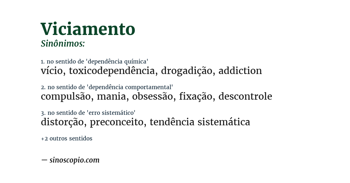 Sinônimo de viciamento