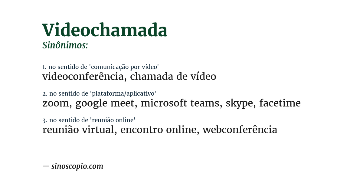 Sinônimo de videochamada
