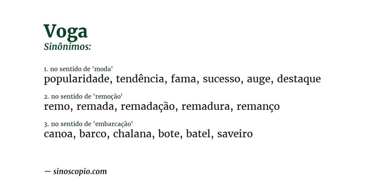 Sinônimo de voga