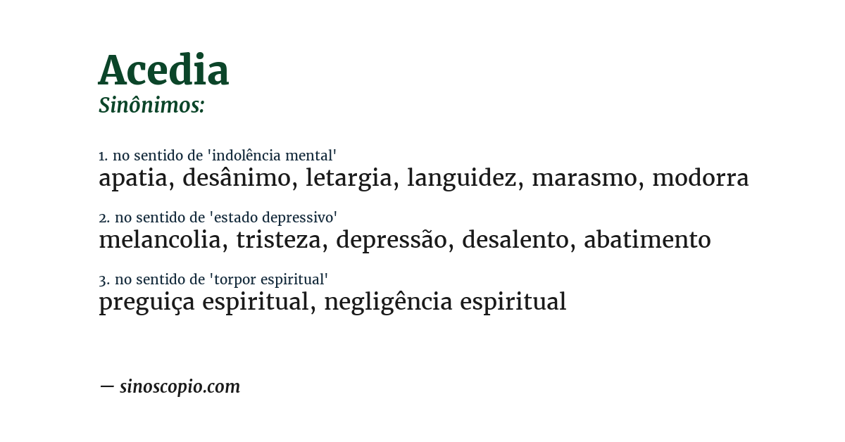 Sinônimo de acedia