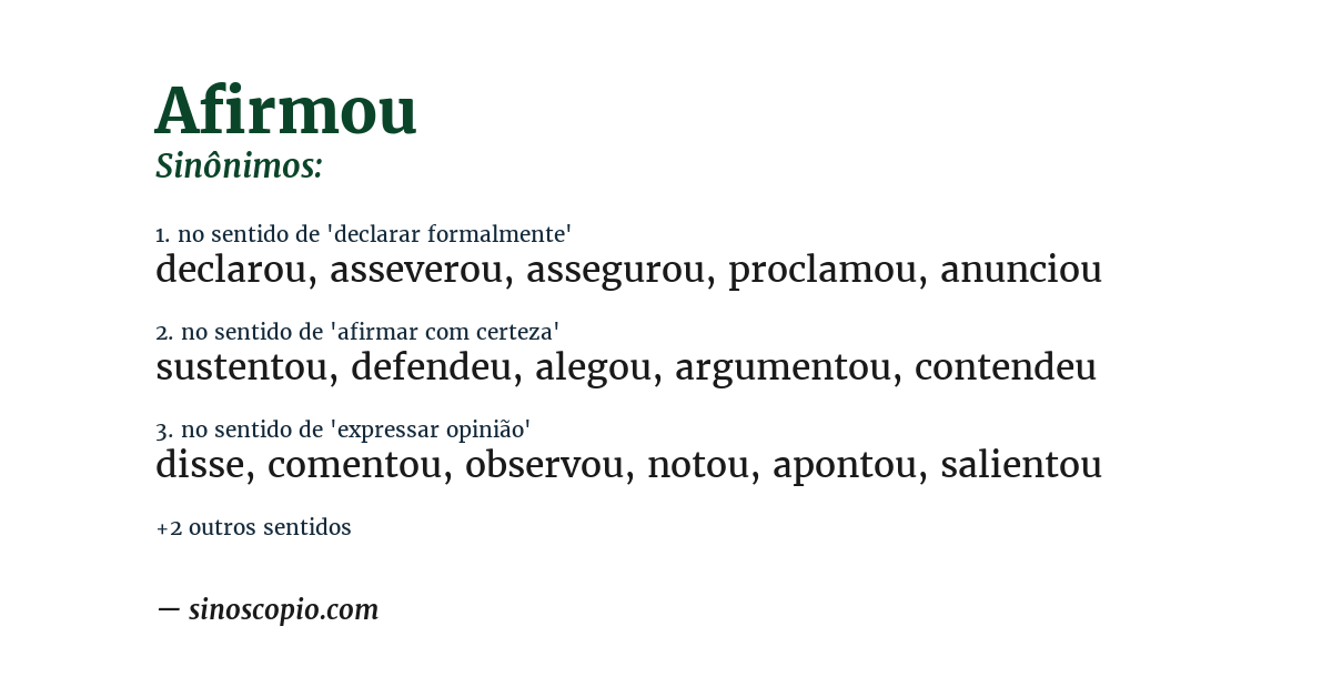 Sinônimo de afirmou