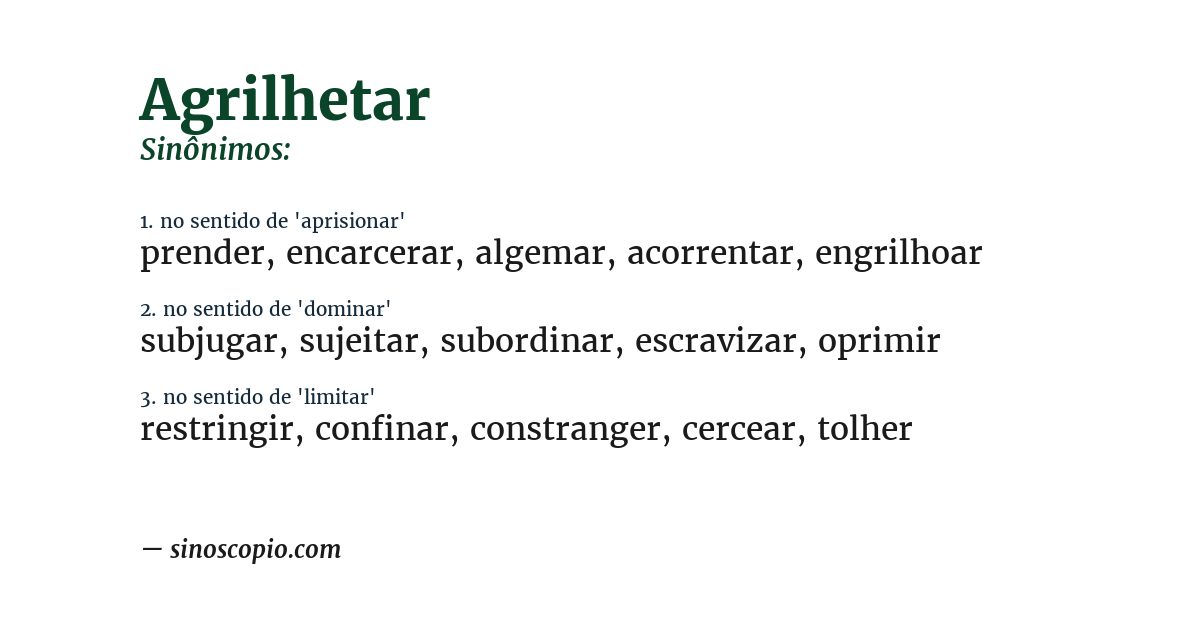 Sinônimo de agrilhetar