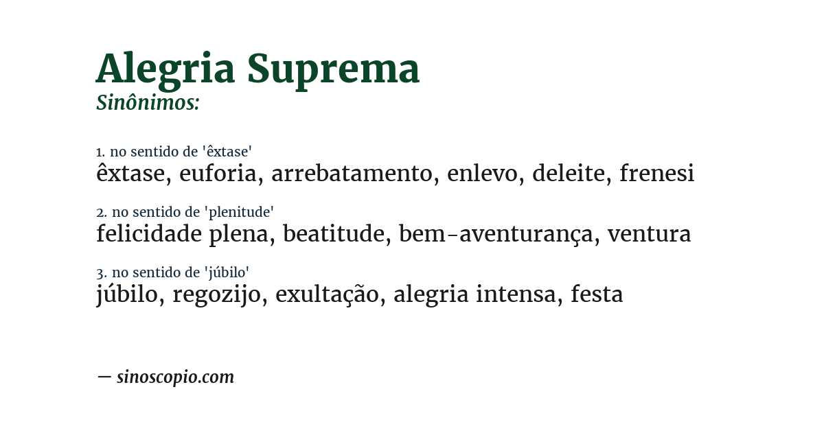 Sinônimo de alegria suprema