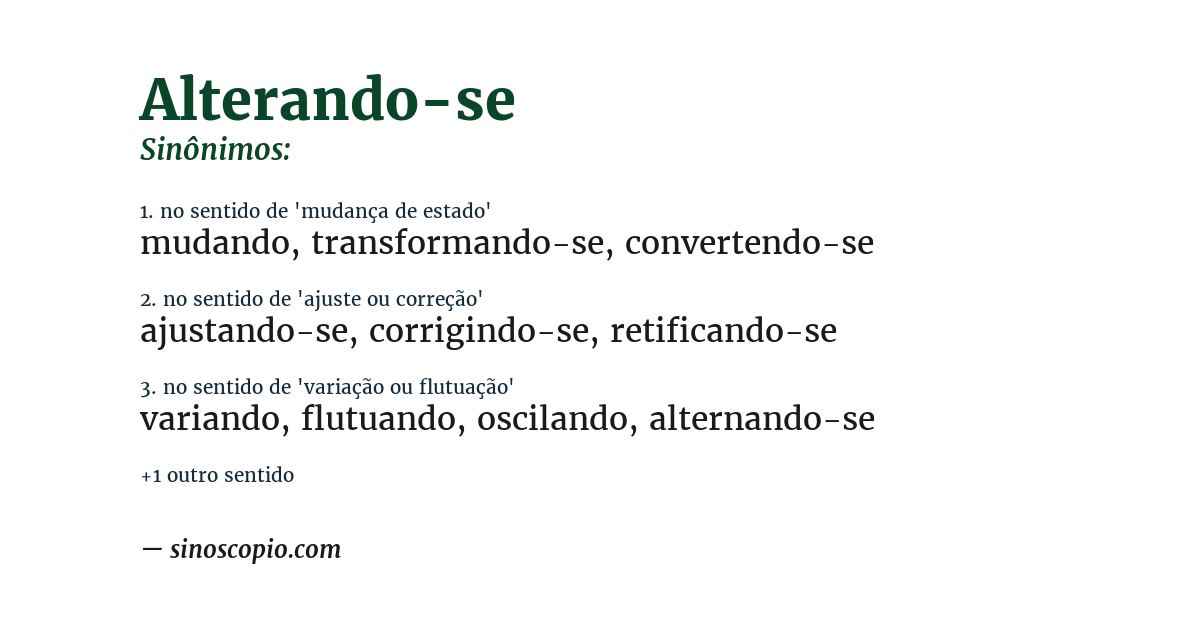 Sinônimo de alterando-se