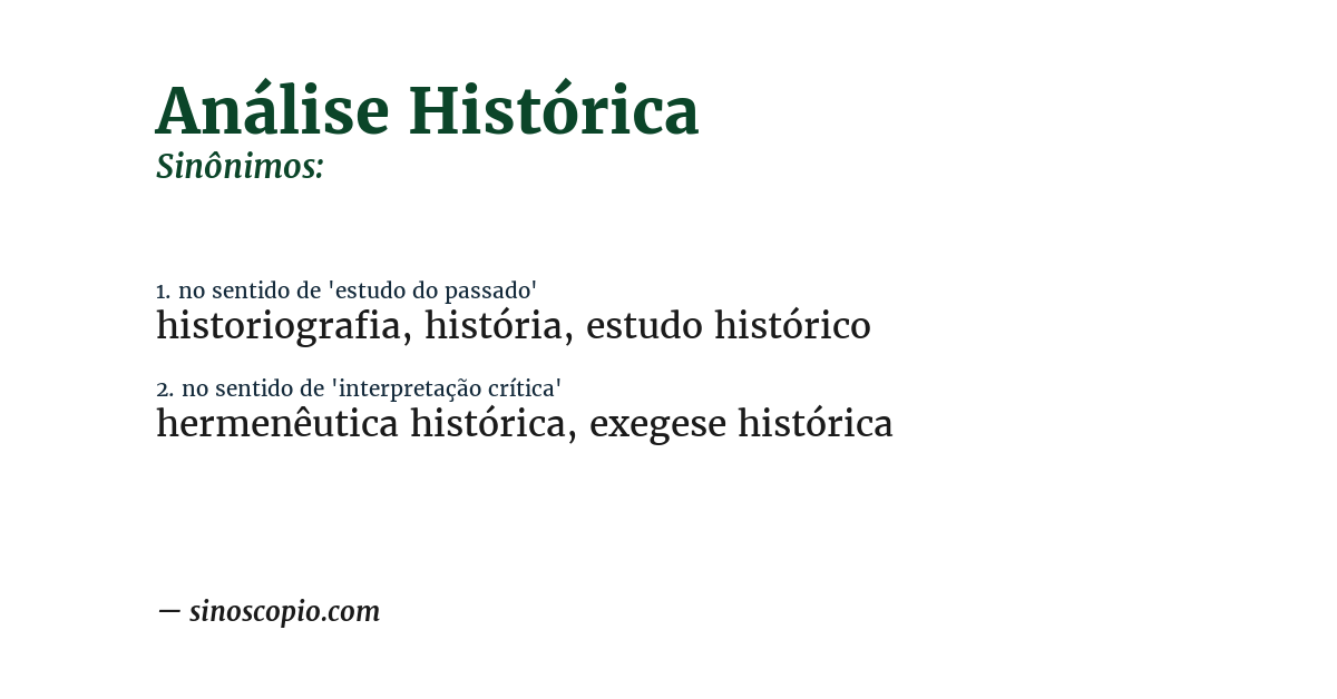 Sinônimo de análise histórica