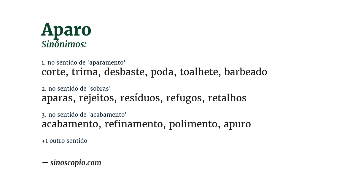 Sinônimo de aparo