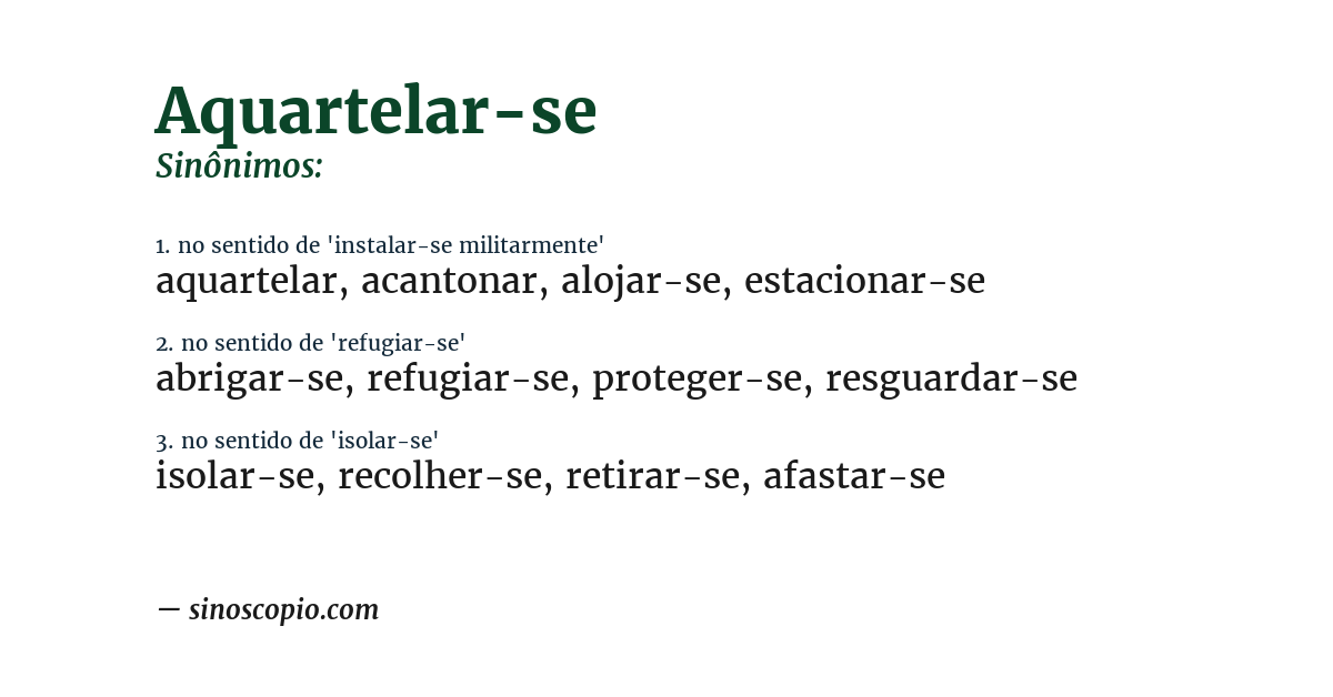 Sinônimo de aquartelar-se