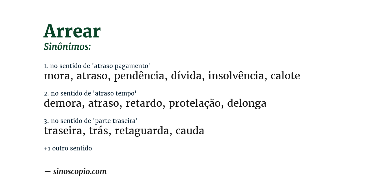 Sinônimo de arrear