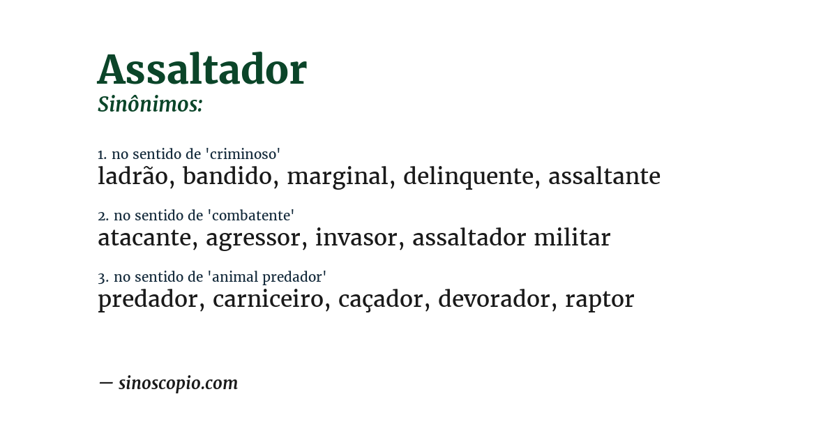 Sinônimo de assaltador
