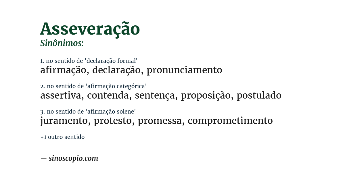 Sinônimo de asseveração