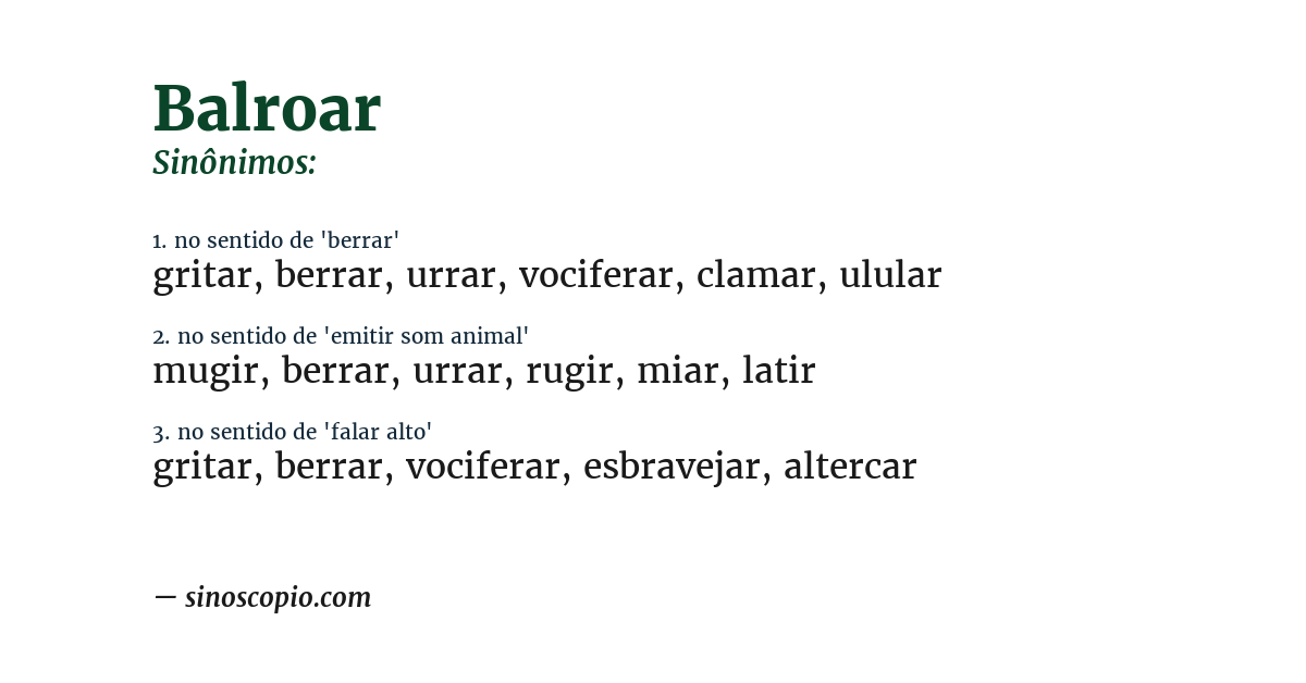 Sinônimo de balroar