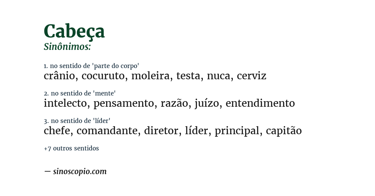 Sinônimo de cabeça