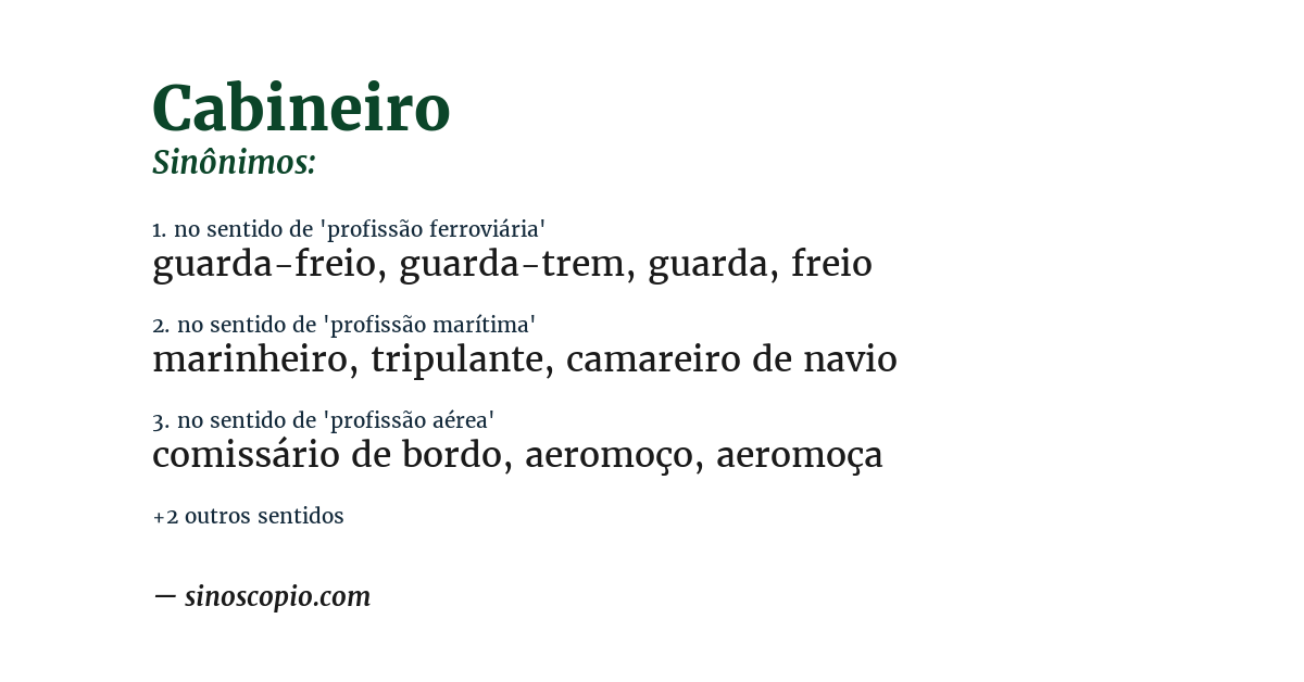 Sinônimo de cabineiro