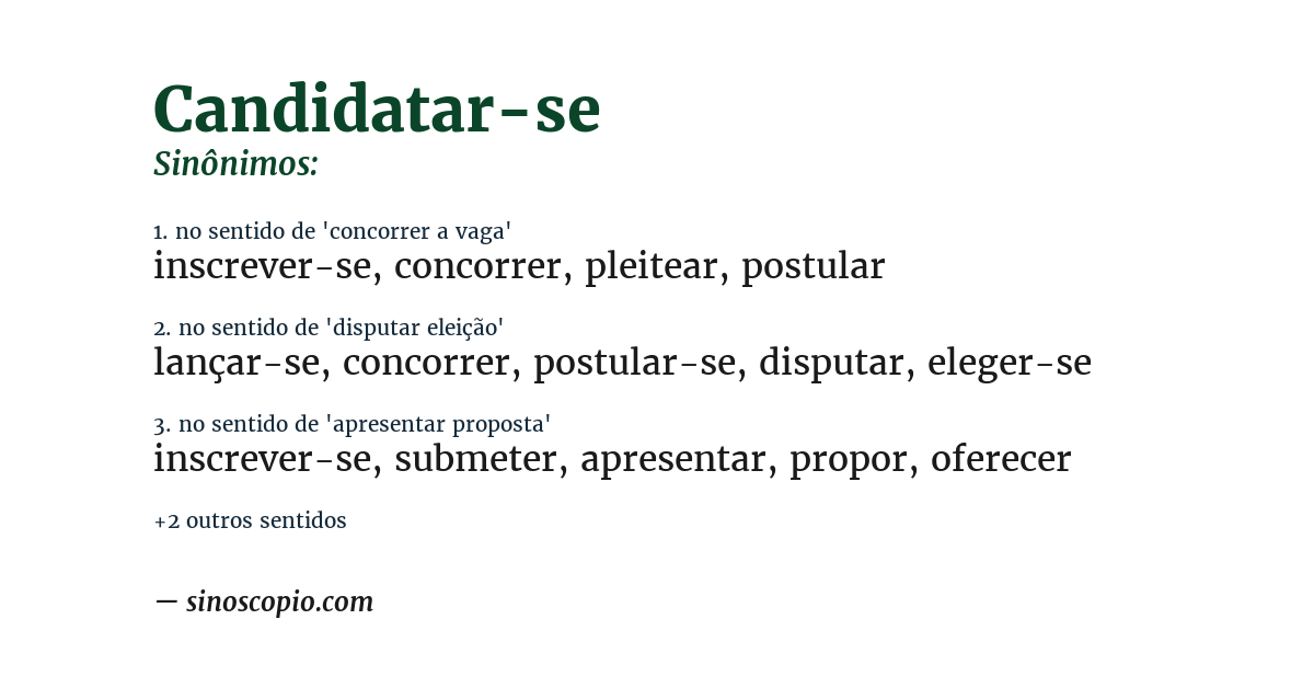 Sinônimo de candidatar-se