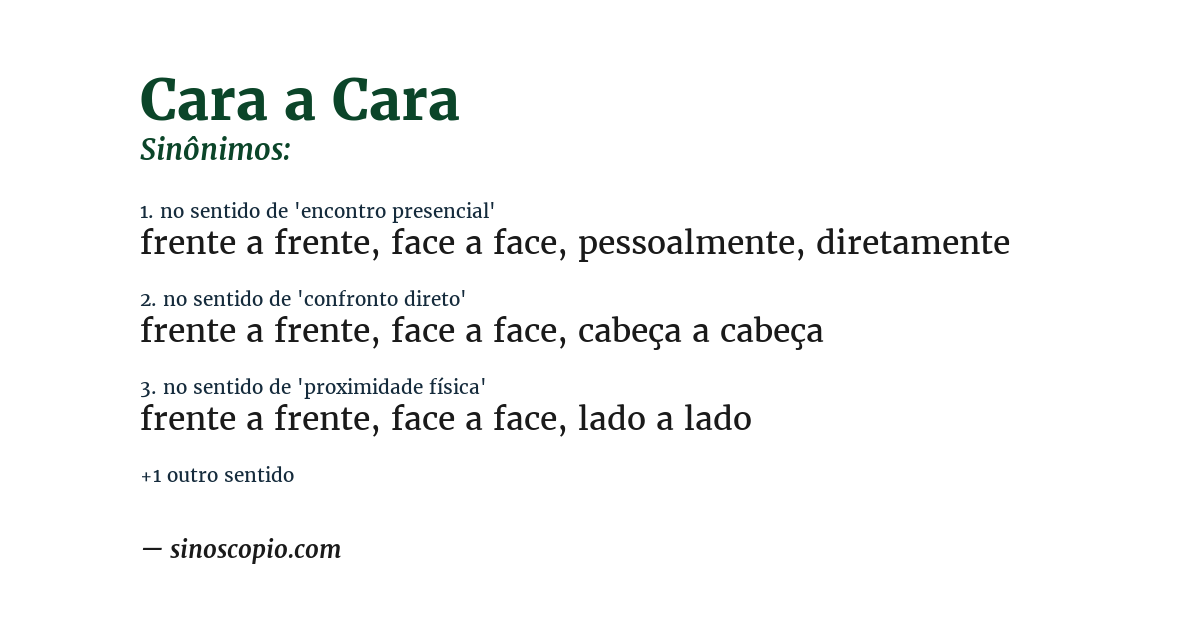 Sinônimo de cara a cara
