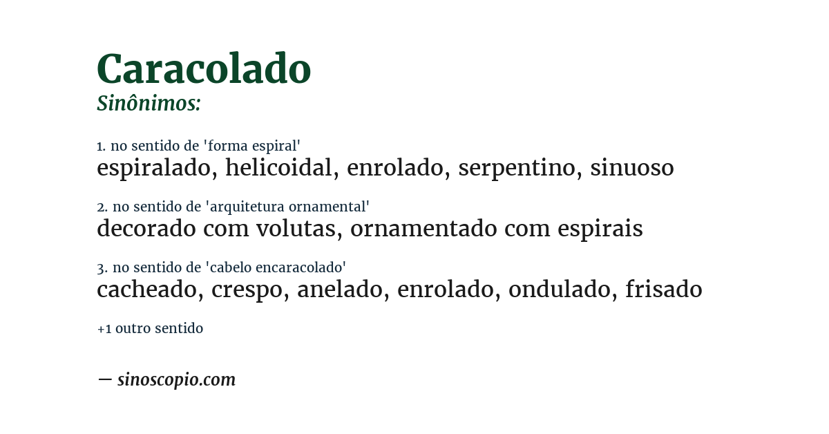 Sinônimo de caracolado