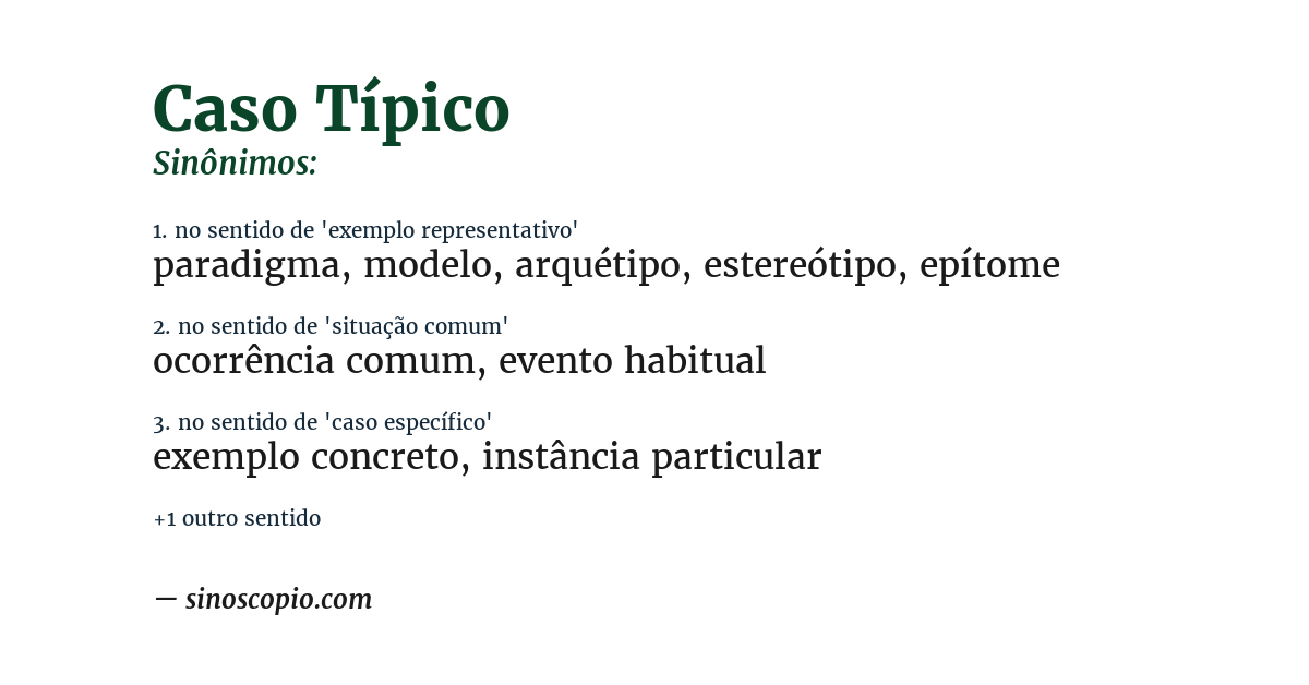 Sinônimo de caso típico