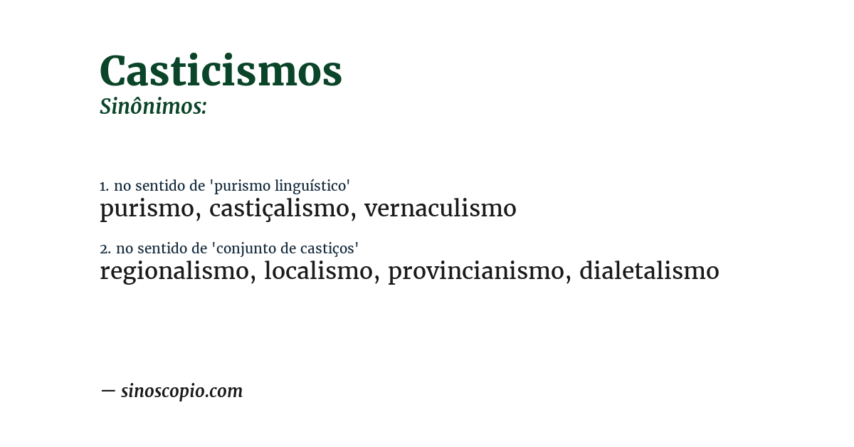 Sinônimo de casticismos