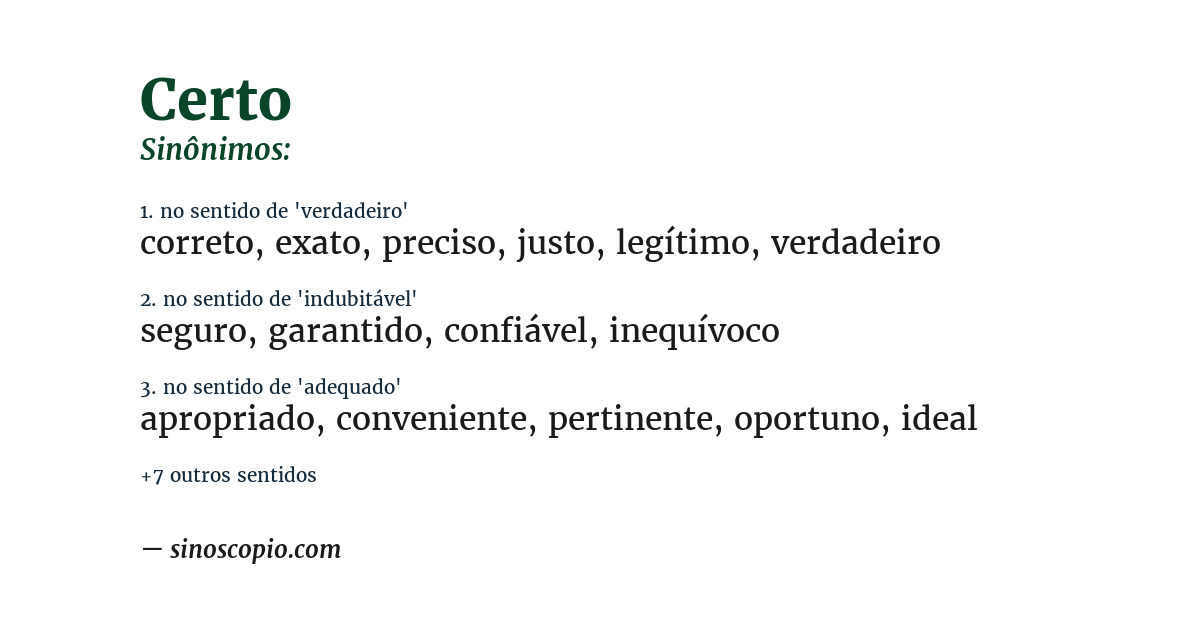Sinônimo de certo