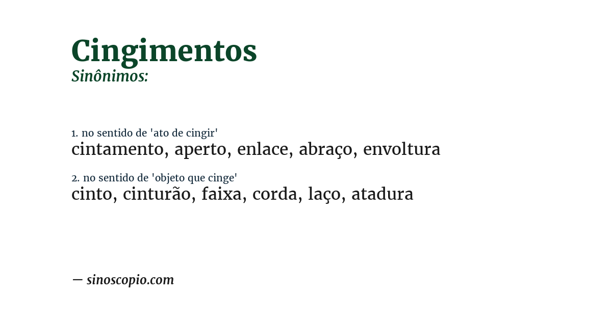Sinônimo de cingimentos