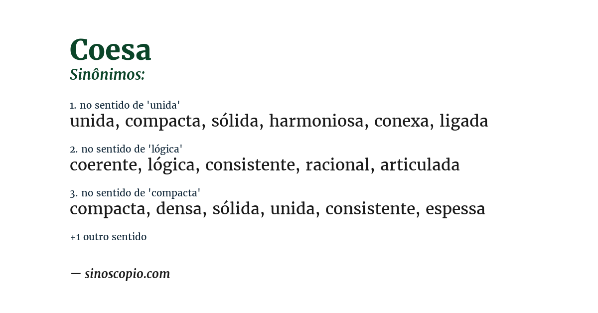 Sinônimo de coesa