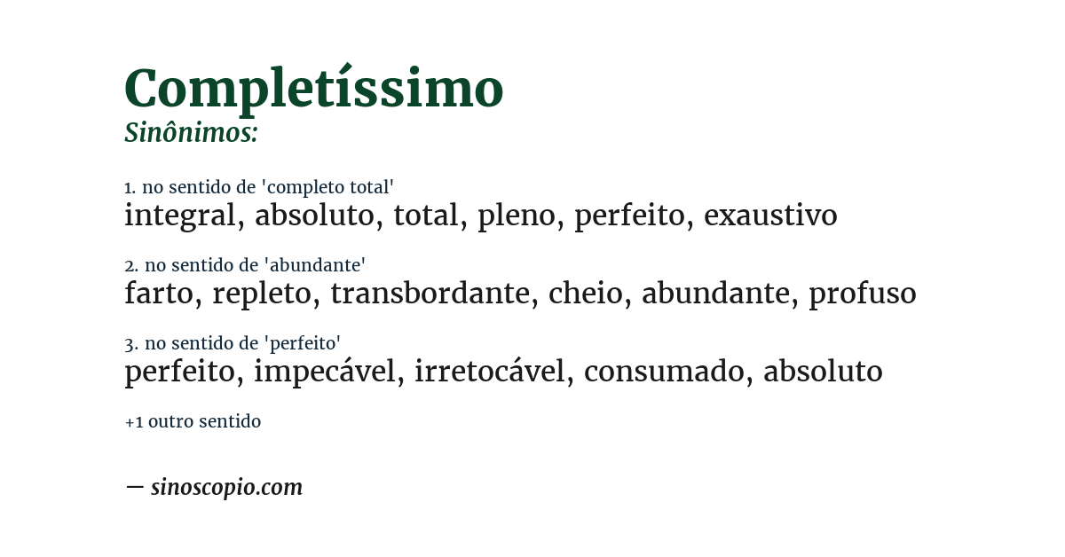 Sinônimo de completíssimo