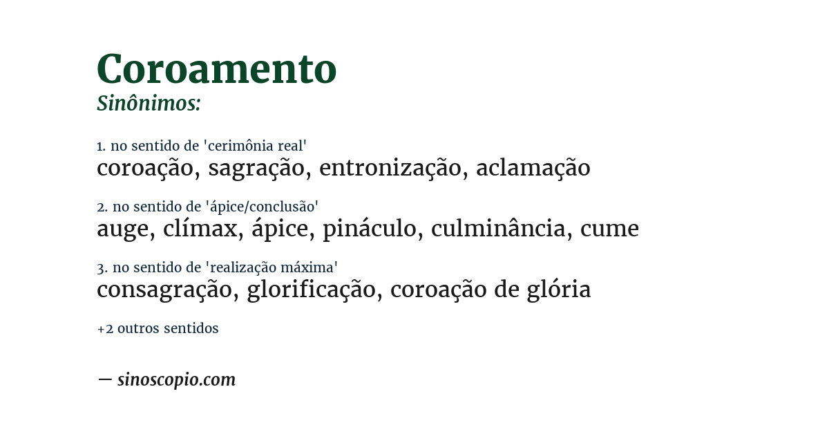 Sinônimo de coroamento
