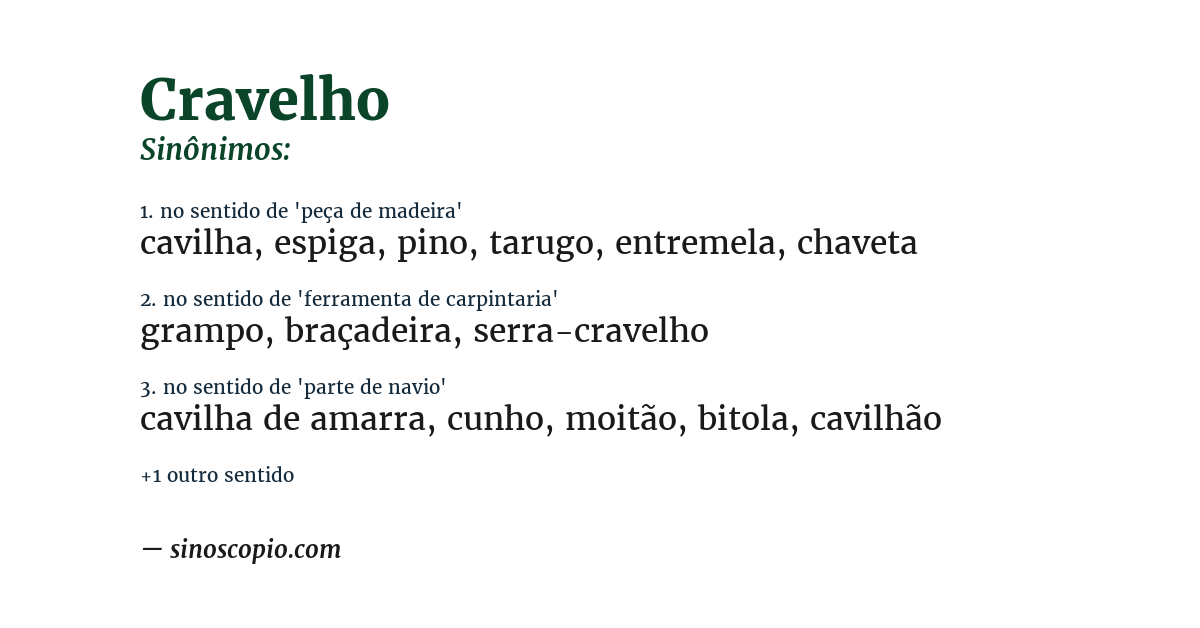 Sinônimo de cravelho