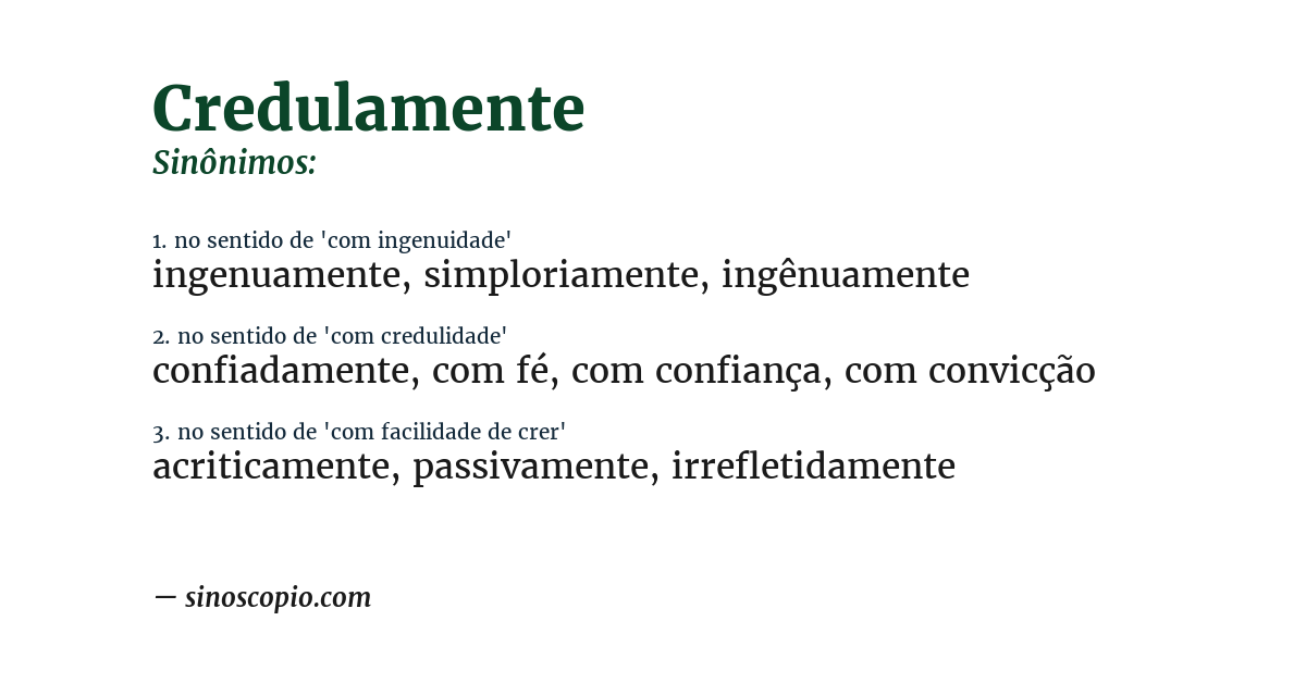 Sinônimo de credulamente