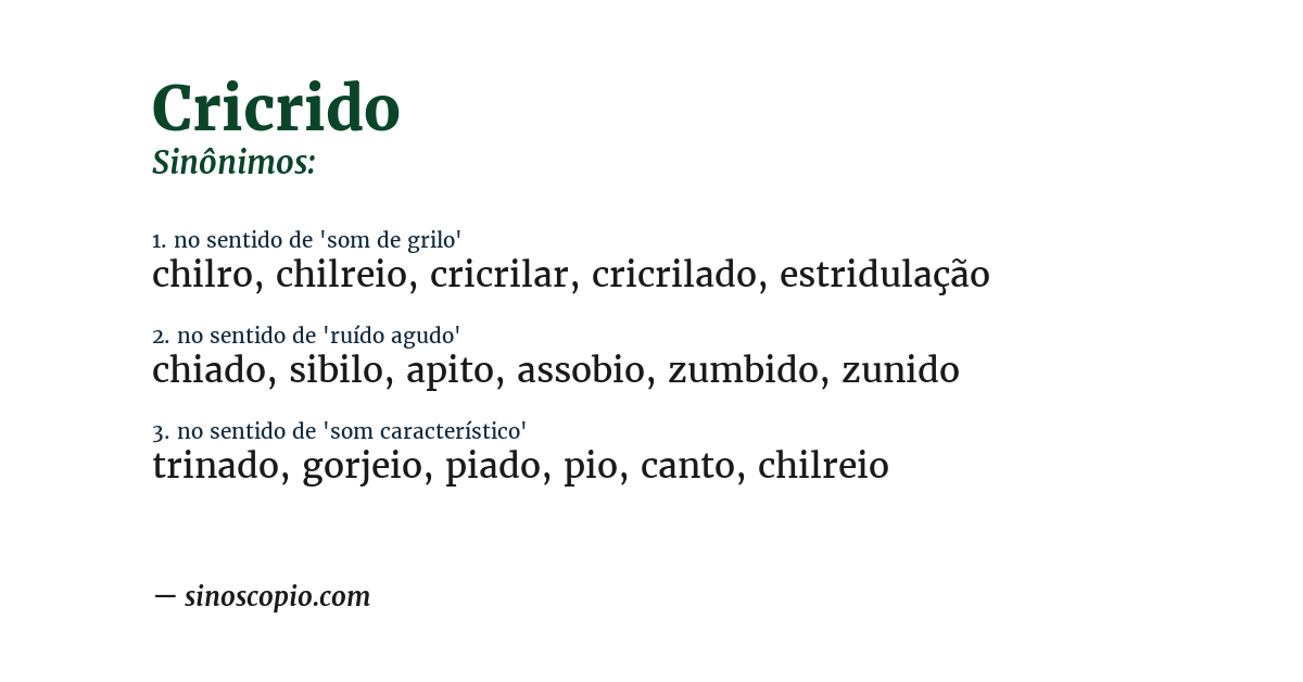 Sinônimo de cricrido