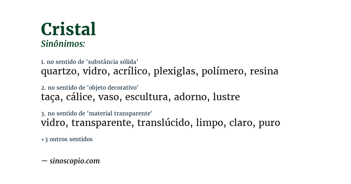 Sinônimo de cristal