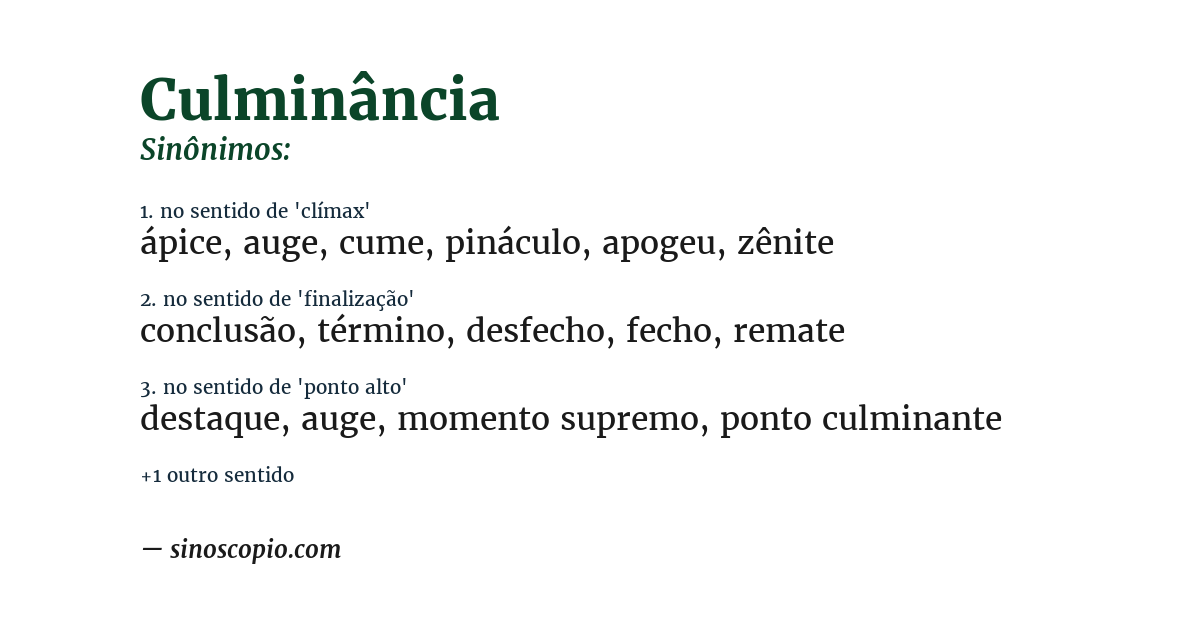 Sinônimo de culminância