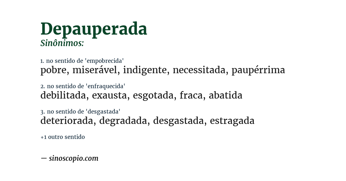 Sinônimo de depauperada
