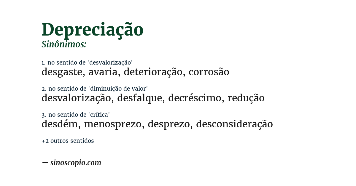 Sinônimo de depreciação