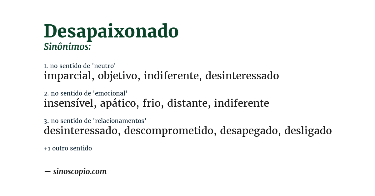Sinônimo de desapaixonado