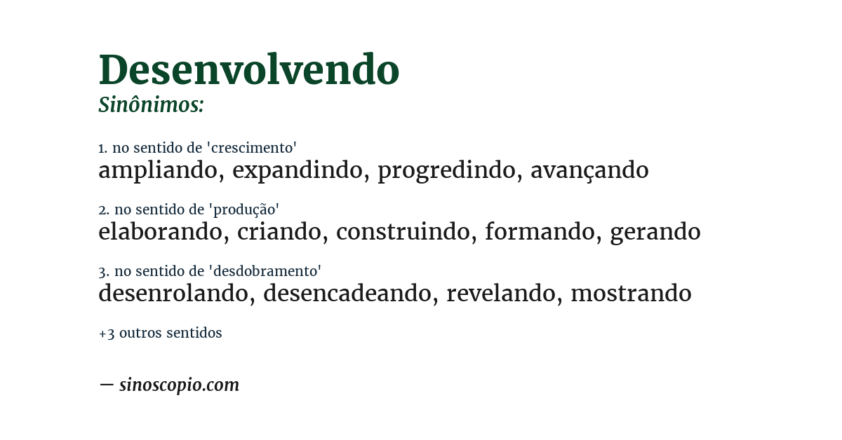 Sinônimo de desenvolvendo