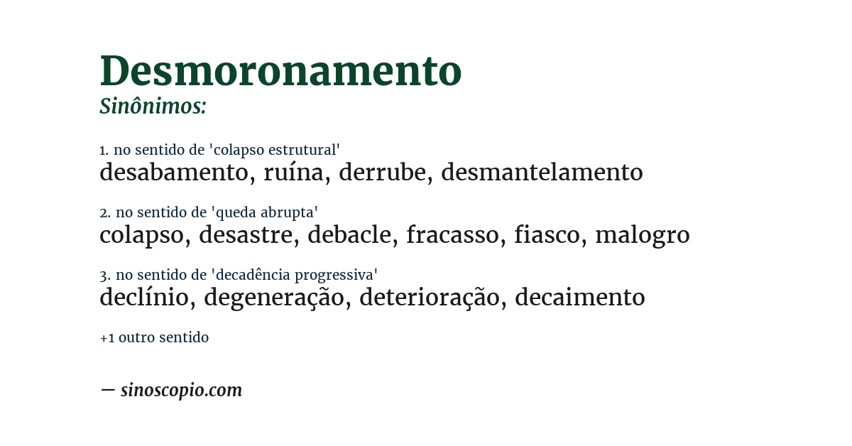 Sinônimo de desmoronamento