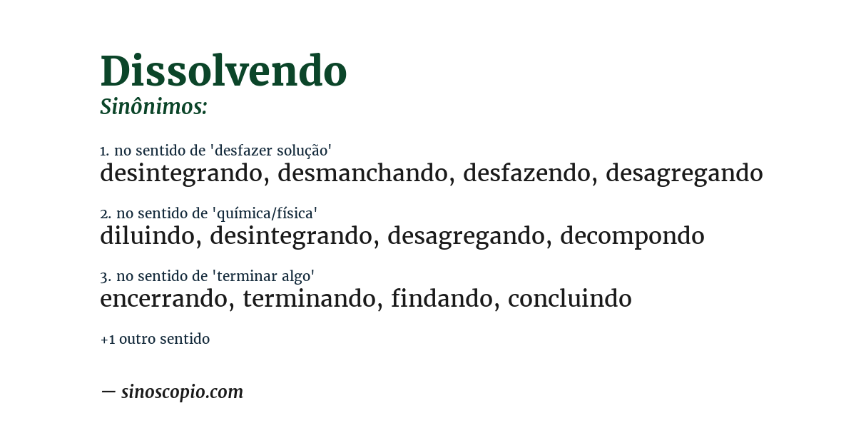 Sinônimo de dissolvendo