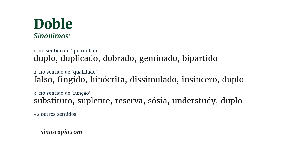 Sinônimo de doble