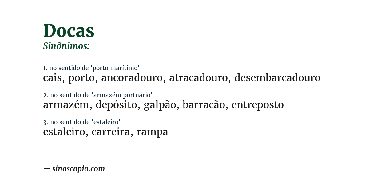 Sinônimo de docas