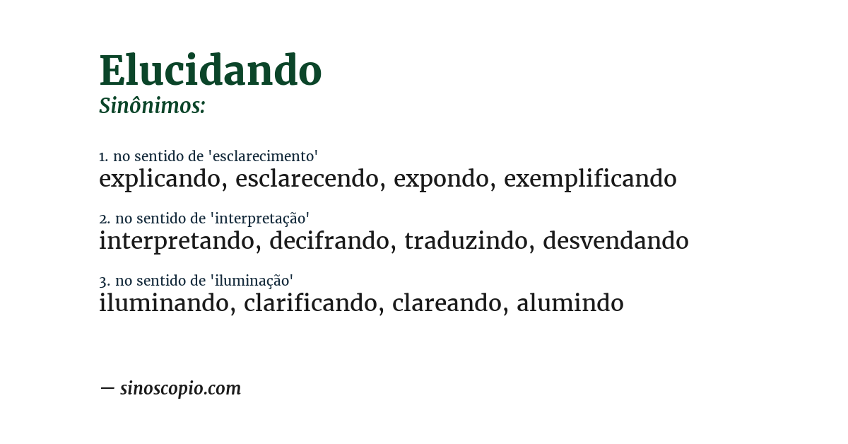 Sinônimo de elucidando