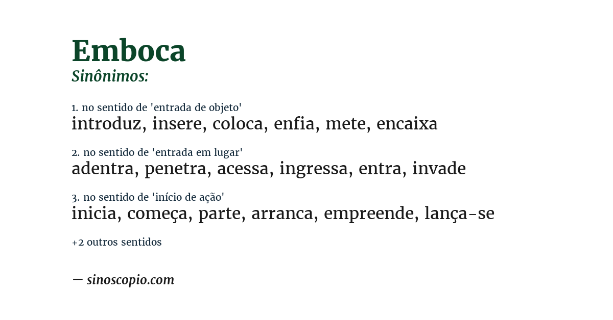 Sinônimo de emboca