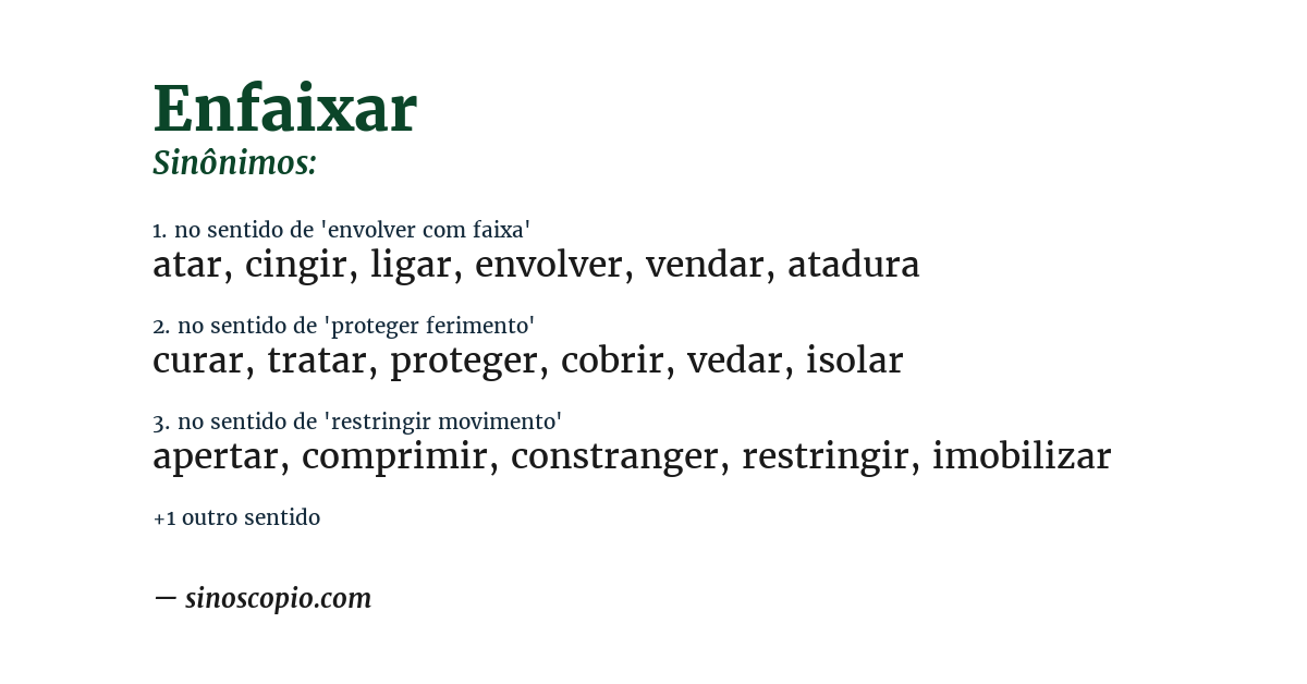 Sinônimo de enfaixar