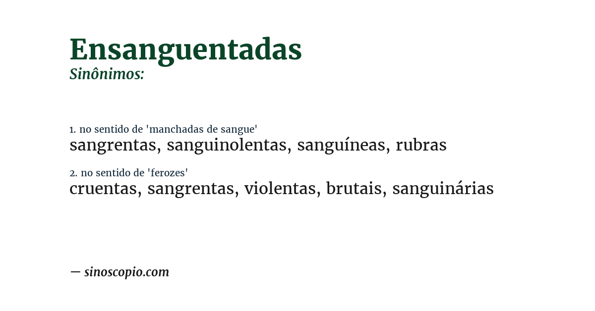 Sinônimo de ensanguentadas