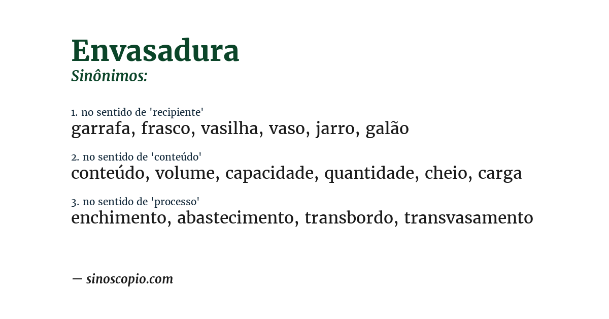 Sinônimo de envasadura